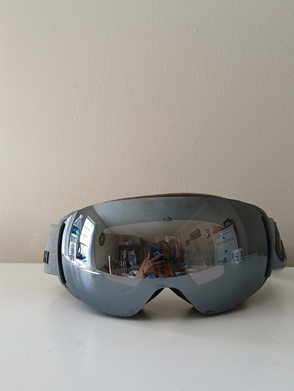 Men's Gray Mirrored Ski Goggles Face Mask
